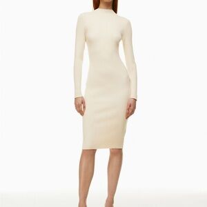 Aritzia Babaton Cream Long Sleeve Dress